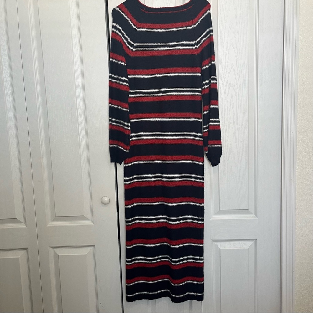 NWT Lane Bryant Sweater Dress Red, White and Navy Blue Stripped Ribbed Knit - Picture 7 of 7